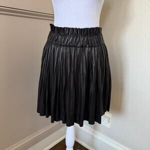 Zara Faux Leather Pleated Skirt/Skort Size L Wide Waistband